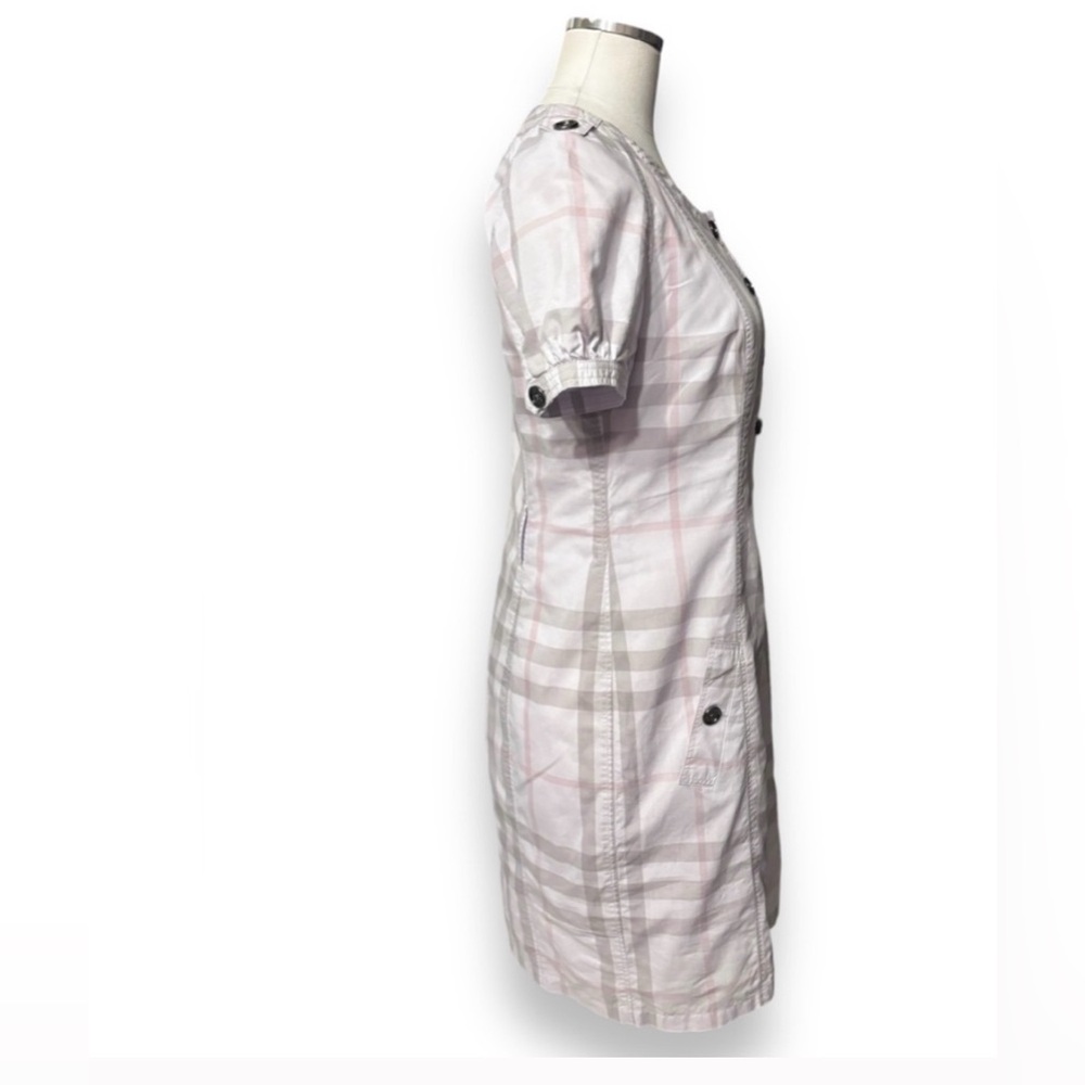 BURBERRY BRIT Lavender Pink Pastel Plaid Cotton Scoop Neck Shirt Dress - Picture 7 of 8